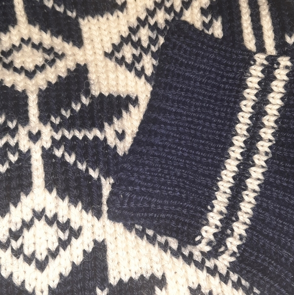 DALE OF NORWAY Wool Sweater Nordic Fair Isle Vintage Knit Navy Blue Cream L 44 - Picture 4 of 9